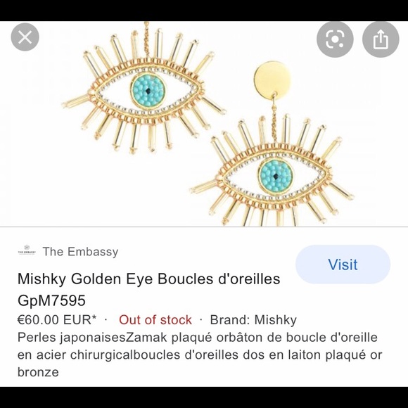 Mishky Golden Evil Eye Earrings - Picture 3 of 4